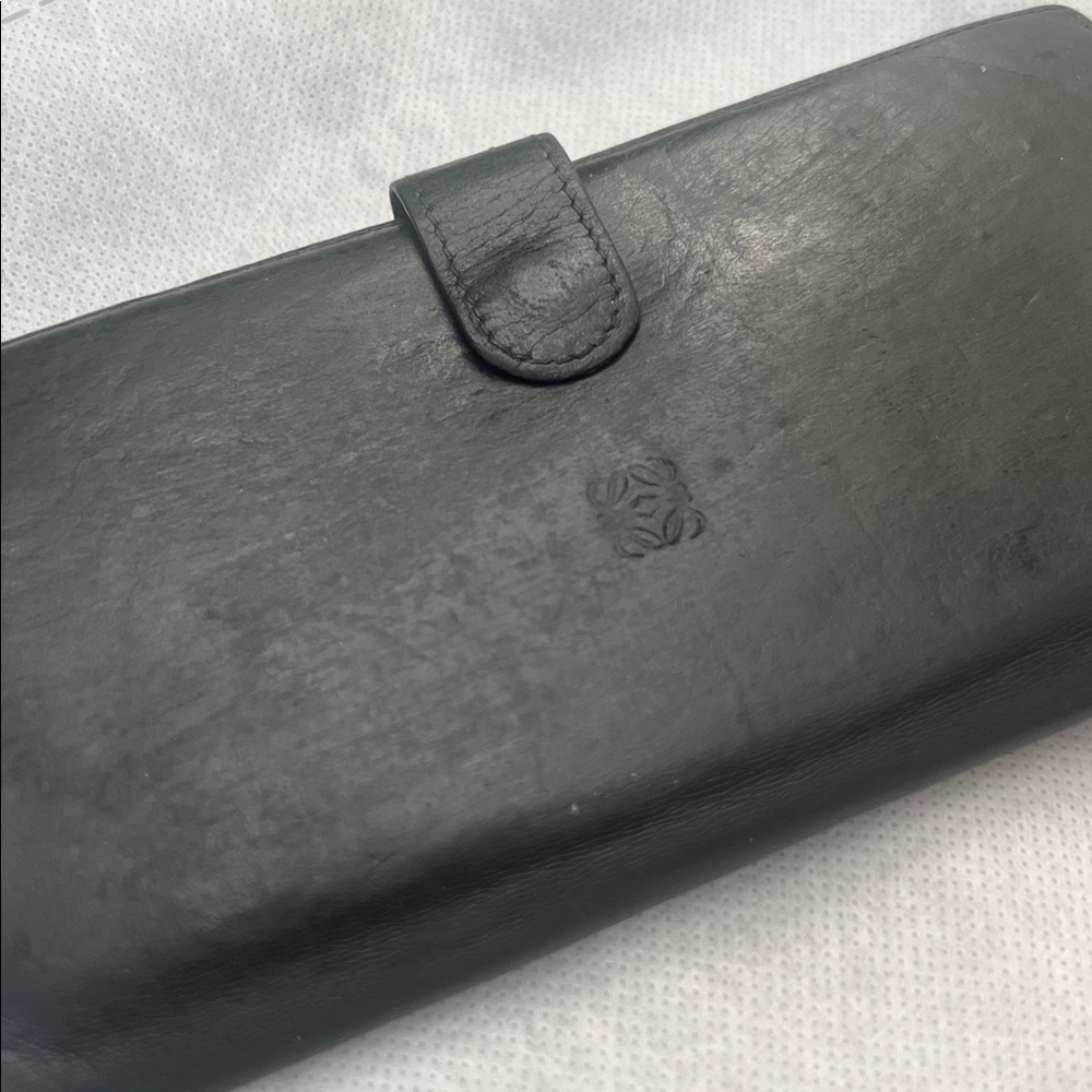 LOEWE Black Leather long Wallet snap close super buttery soft designer - Picture 3 of 15